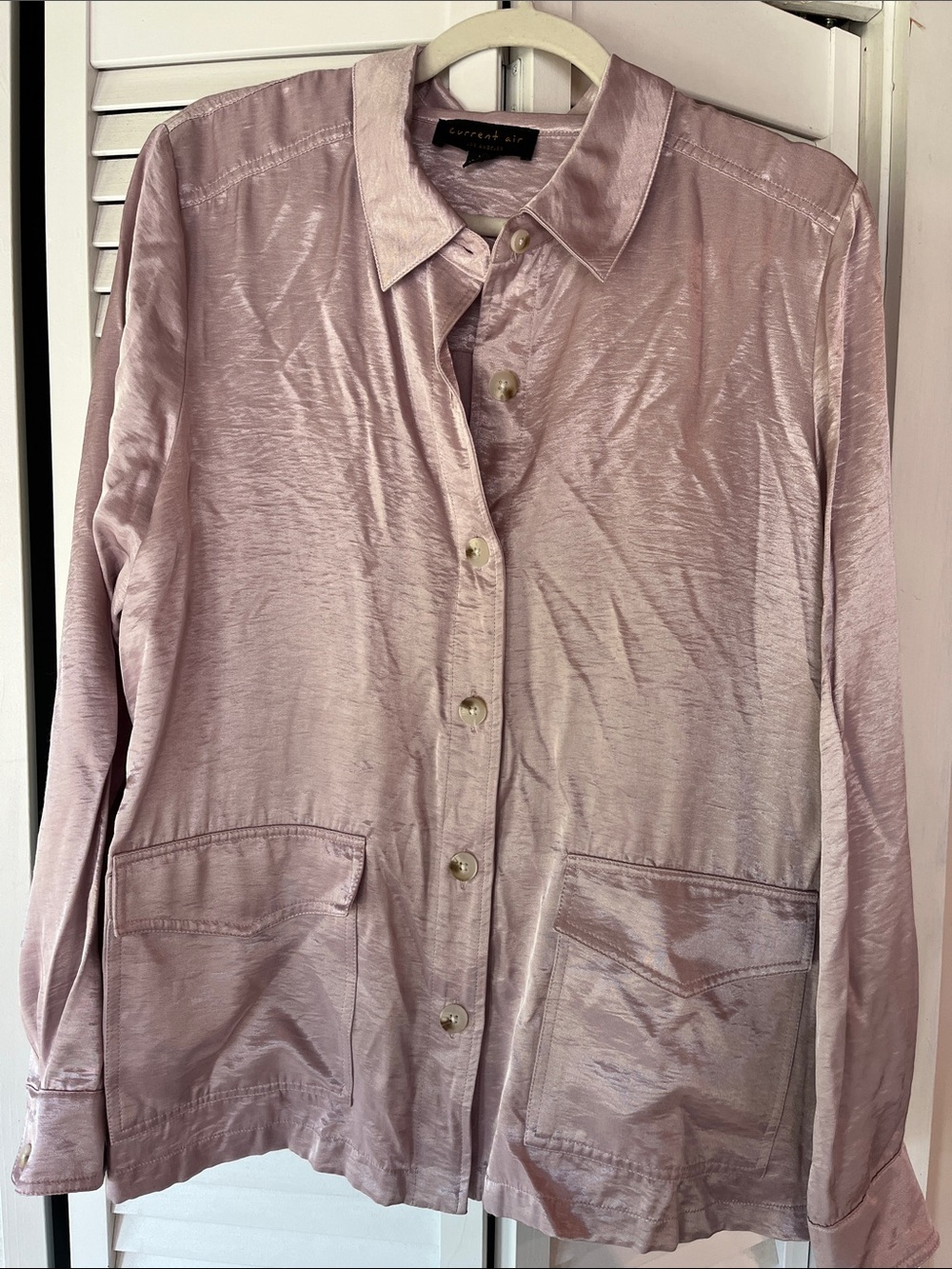 Current Air Light Pink Satin Button-Front Jacket
